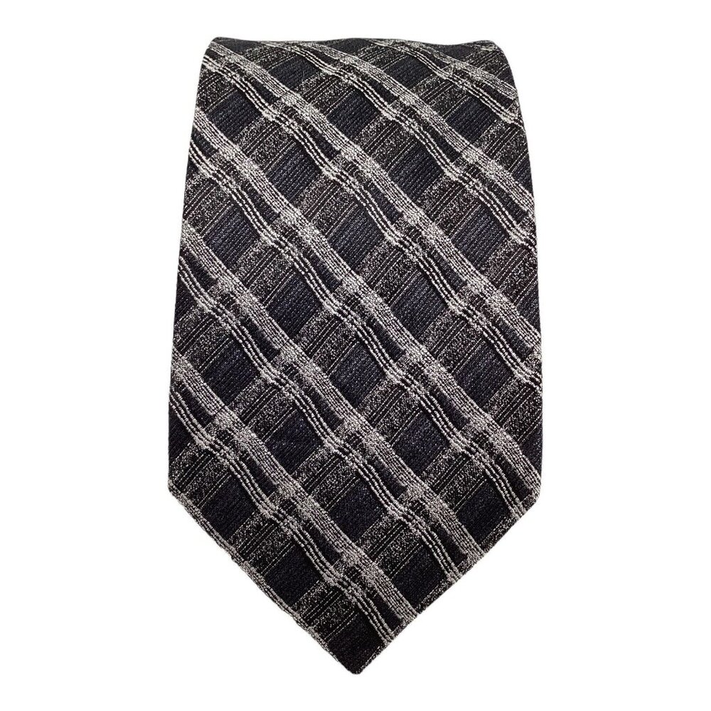 PRINCIPE XL Gray Plaid Silk Tie Italy 62"-3.25" EC